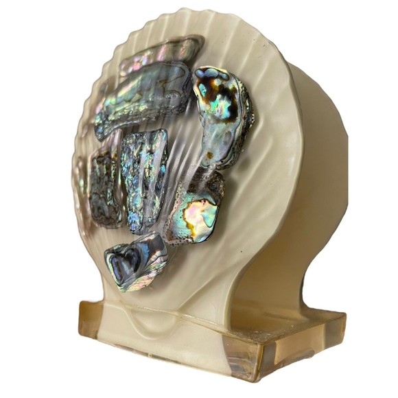 VTG RESIN ABALONE SEA SHELL NAPKIN HOLDER OR LETTER HOLDER WONDERMOLD IND., INC - Picture 9 of 12